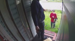 Merciful Homeowners Catch a Package Thief At Their Door