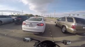 Motorcyclist Has a Close Call