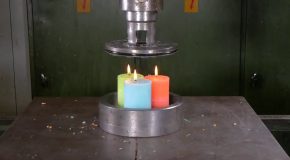 Crushing Candles With Hydraulic Press