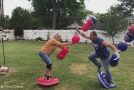 Hilarious Marriage Therapy With Inflatable Gladatior Fight