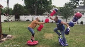 Hilarious Marriage Therapy With Inflatable Gladatior Fight