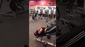Funny Guy in the Gym Doing Unknown Workout