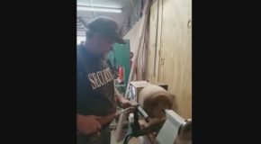 Woodshop Teacher Gets Battered In The Face From Lathe Accident