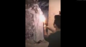 Guy Coming Home From Prison Is Accidently Set On Fire