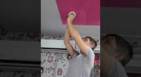 Dummy Takes Down Entire Ceiling Trying to Change Light