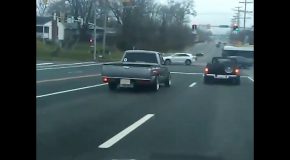 Low Rider Trucks Have Unexpected Moment At Intersection