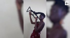 Woman Uses Her Hair For Artistic Expression