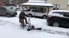 Bicycle Powered Snow Plow