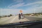 Motorcycle Crash Causes Rider to Plummet Over Guardrail