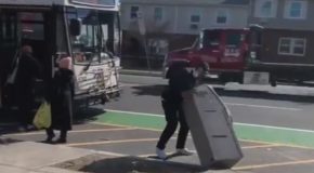 Guy Steals ATM And Tries To Board City Bus As A Get Away Vehicle