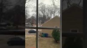 Woman Records a Lightning Strike that Scares the Crap Out of Her