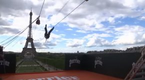 Thrill-Seekers Zipline From Top Of The Eiffel Tower