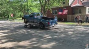 Truck and Flag Fly High
