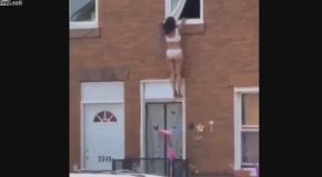 Woman Hides From Her Lover’s Wife By Jumping Out of Window