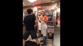 Kid Tries to Fight a Grown Man in the Pizza Shop