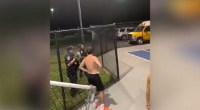 Wild! Kid Hits Half Court Shot to Not Get a Ticket From Cops