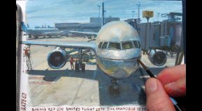 Painting an Airliner in Gouache—an Hour Before Boarding