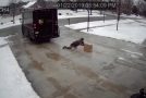 UPS Delivery Guy Delivering On An Icy Driveway