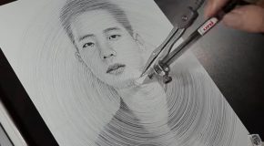 Guy Draws Amazing Portrait With A Compass And A Pen!