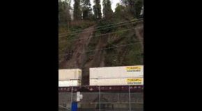 Huge Landslide In Everett Derails Train