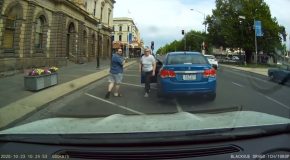 Driver Hits Another Driver, Threatens Driver, Then Tries To Escape!