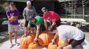 Giant Pumpkin Carving Contest In A Huge Bass Pro Shop!