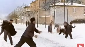 Snowball Fight Video From 1896 Colorized!