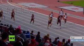 “Superman Dive” At The End Of A 400m Hurdle Gives Athlete An Amazing Victory!