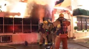 Firefighter Catches On Fire While Battling A Structure Fire Sherman Oaks, California
