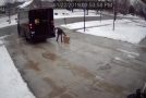 UPS Delivery Man Delivers Parcel On An Icy Driveway!