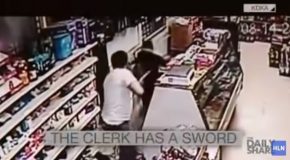 Robber Tries To Rob Store With A Machete, Clerk Pulls Our A Sword!