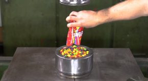 Will A Hydraulic Press Turn Skittles Candies Into A Hard Rock?
