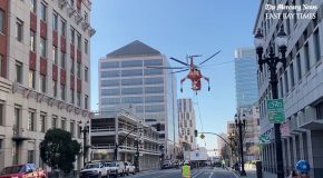 Helicopter Accidentally Ends Up Dropping An AC Unit On The Street!