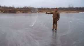 9mm Bullet Spins Like A Top On Ice!