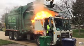 Garbage Truck Bursts Into A Ball Of Fire