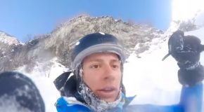 Skier Falls Off A 150-Foot Cliff, Luckily Survives!