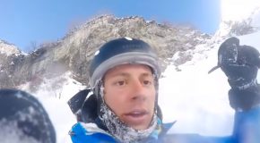 Skier Falls Off A 150 Foot Cliff, Survives!