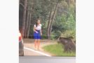 Stupid Woman Almost Gets Attacked By A Bear!