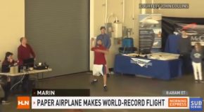 Record Flight Of A Paper Airplane!