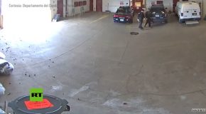 Guy Manages To Escape Prison Right As Garage Door Closes!