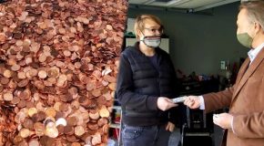 Man Gets Paid In 90,000 Oily Pennies!