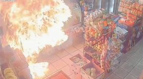 Man Stops Man From Throwing Second Molotov Cocktail Into A Store!