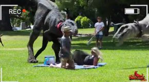 Wholesome Prank With Real Dinosaurs In A Park!
