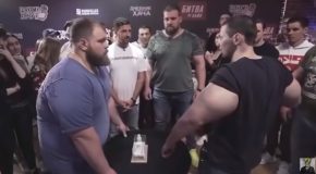 Russian Slap Champion Beats Fake Synthol Muscle Man Easily!