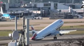 British Airways Airplane Almost Flips Over While Landing Caused By Winds!