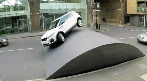 Performing An Amazing Stunt Over A Huge Bump With A Range Rover Evoque