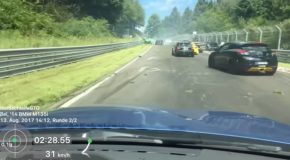 Oil Spill Crash On The Nürburging Race Track
