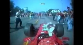 Michael Schumacher Avoids Hitting People When They Come Onto The Track!