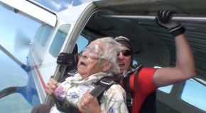 95-Year-Old Woman Does A Skydive!