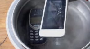 Dropping A Nokia And An Iphone In Liquid Nitrogen And Seeing Which Wins!